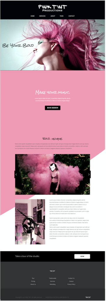 Brand x Web Design for Pink Tint - Full website