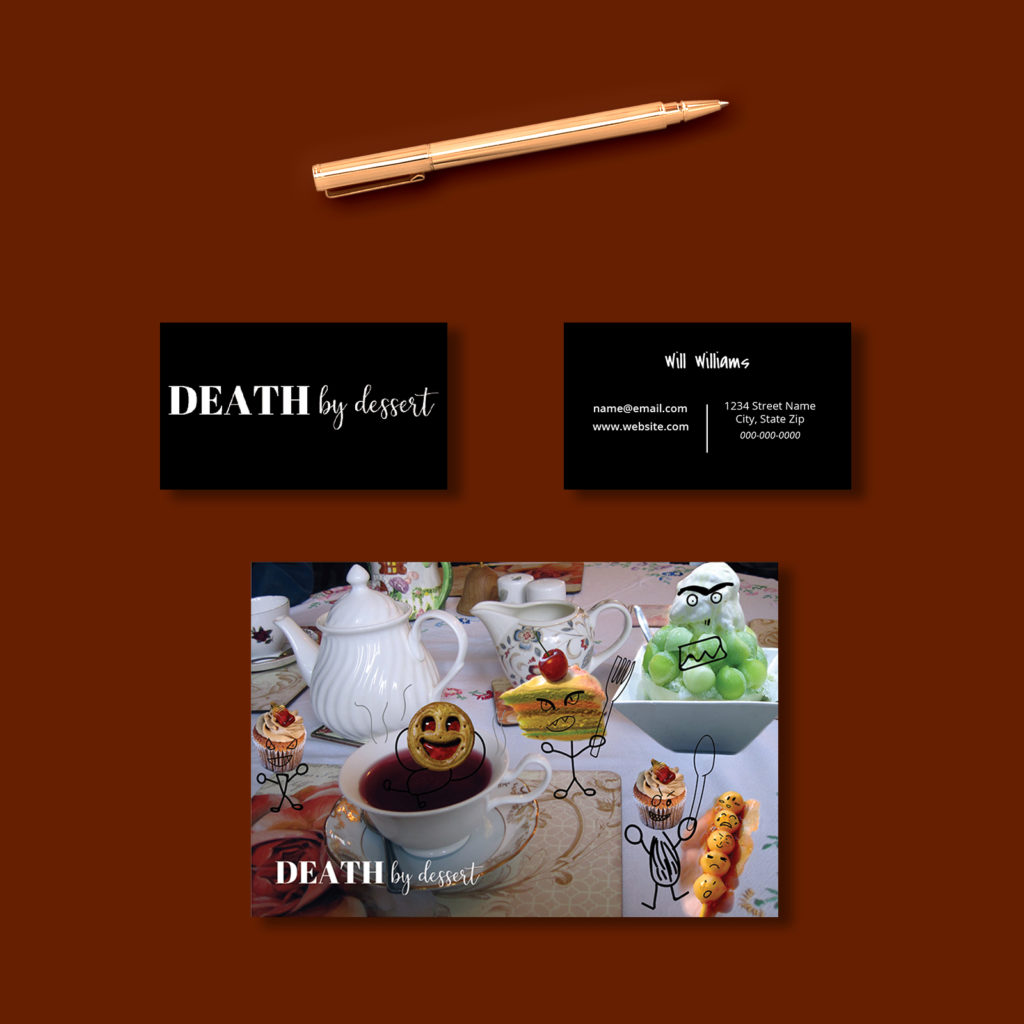 Death by dessert business cards and direct mailer