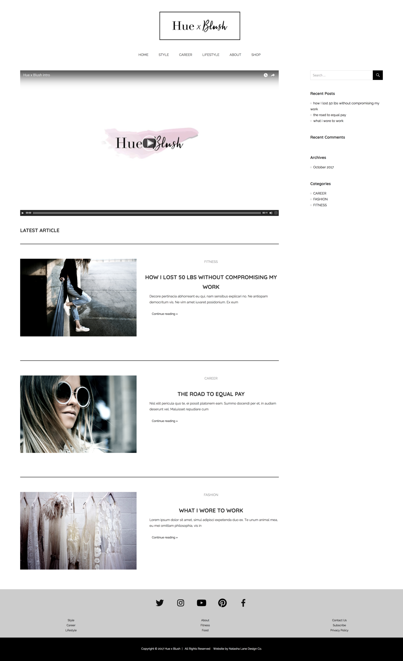 Brand x Web Design for Hue x Blush website